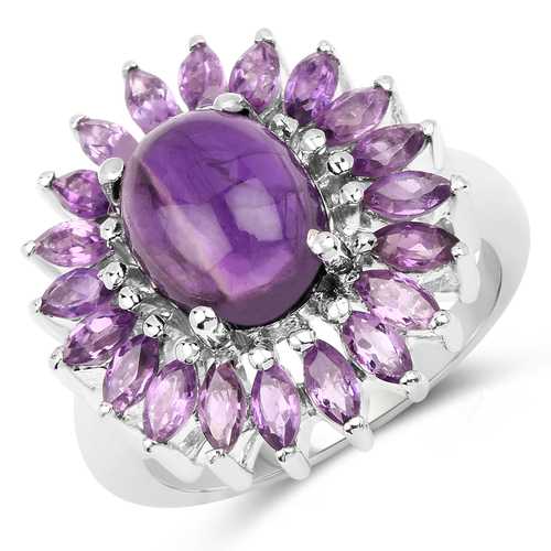 4.60 Carat Genuine Amethyst .925 Sterling Silver Ring