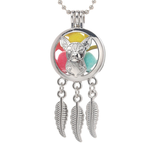 Silver squirrel Aroma Diffuser Necklace Perfume