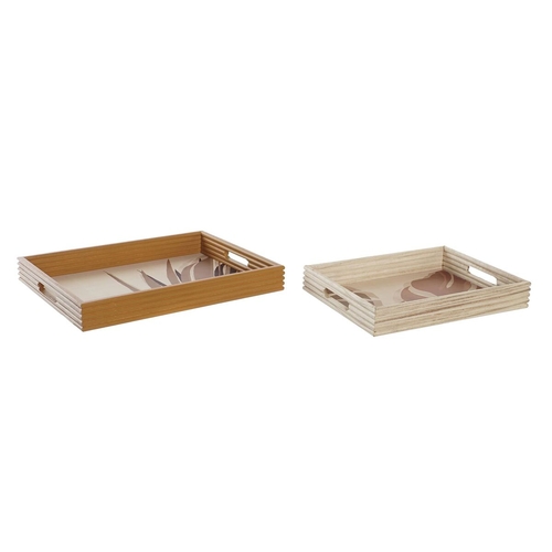 Set of trays DKD Home Decor Mustard Natural Aluminium MDF Wood 40 x 5