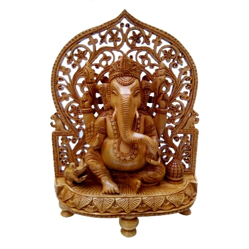 Wooden Ganesh back jali Statue