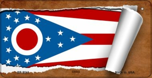 Smart Blonde BP-9041 3 x 6 in. Ohio Flag Scroll Novelty Metal Bicycle 