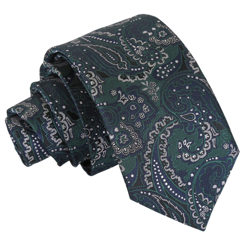 Royal Paisley Slim Tie - Green & Navy