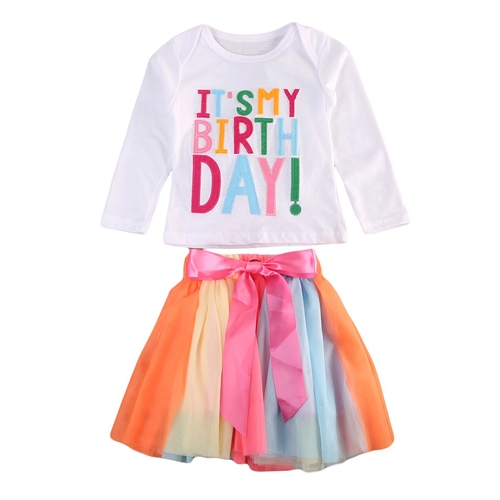 Pudcoco 2Pcs Baby Girl Kid Rainbow Toddler