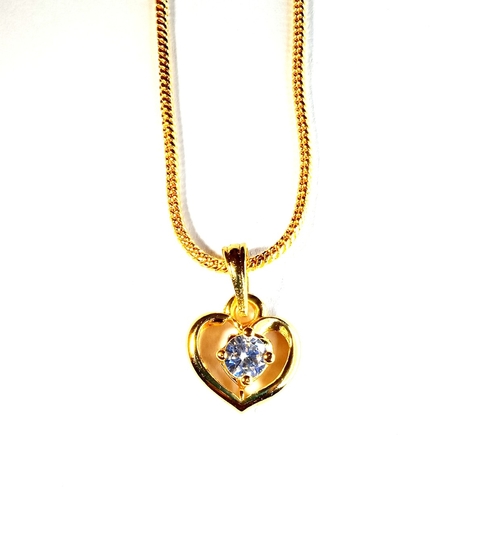 Heart Shaped Pendant With Chain Gold-plated