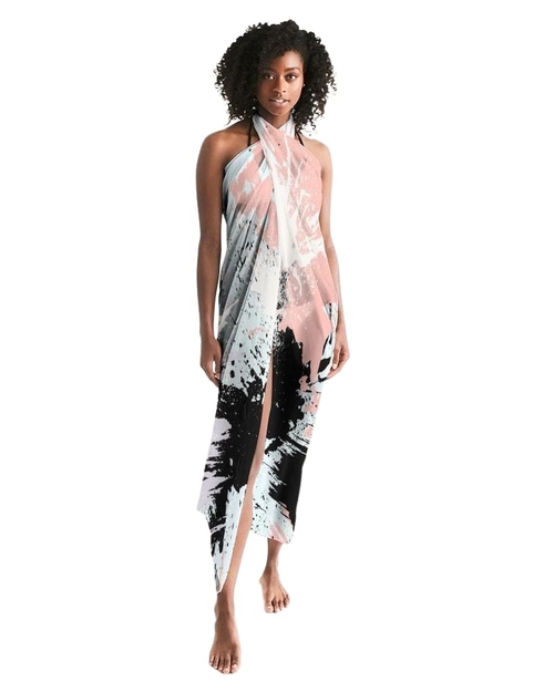 Sheer Swimsuit Cover Up Abstract Print Pastels