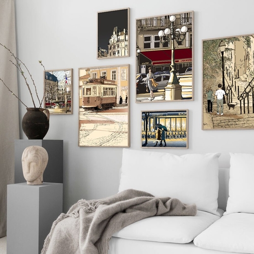 Canvas Art Print Paris Street Train