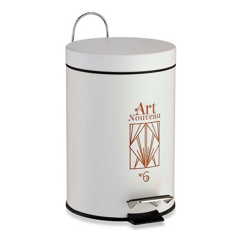 Pedal bin Art Nouveau 23 x 24,5 x 17 cm Steel White Bronze Plastic 3 L
