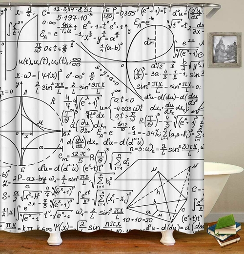 Black And White Equations Shower Curtain