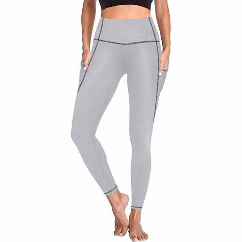 Womens Leggings with Pockets - Fitness Pants / Slate Gray