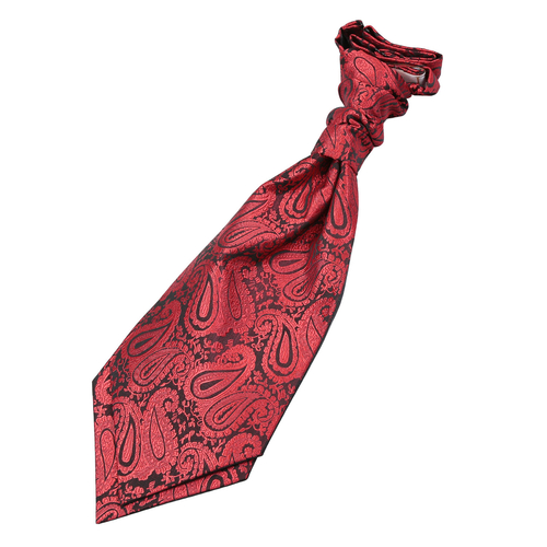 Paisley Pre-Tied Ruche Cravat - Boys - Black & Red