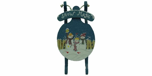 Barjan 1256649 WOOD X-MAS SLED WALL PLAGUE 17 in.