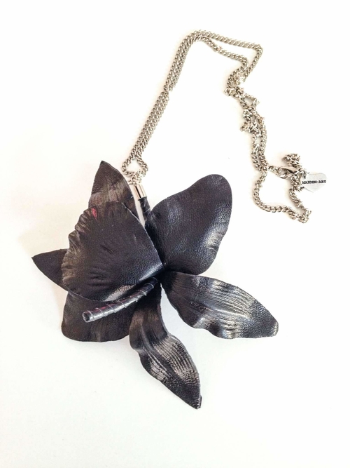 True Leather Orchid Necklace