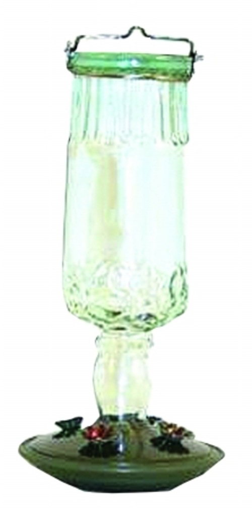 Perky-Pet Antique Bottle Glass Hummingbird Feeder 24 Ounce Green 8120-