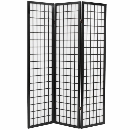 Folding 3-Panel Room Divider Japanese Style 47.2"x66.9" Black