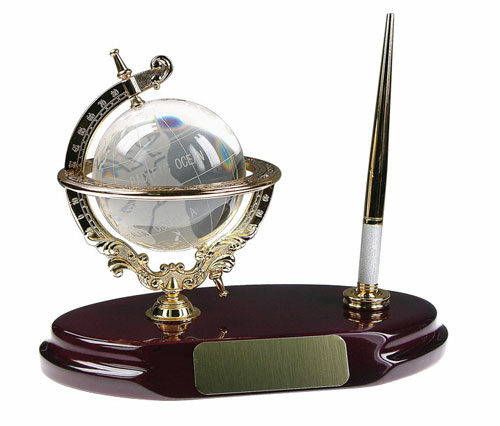 Bluestone Designs BL001 Crystal Globe Pen Stand  gold