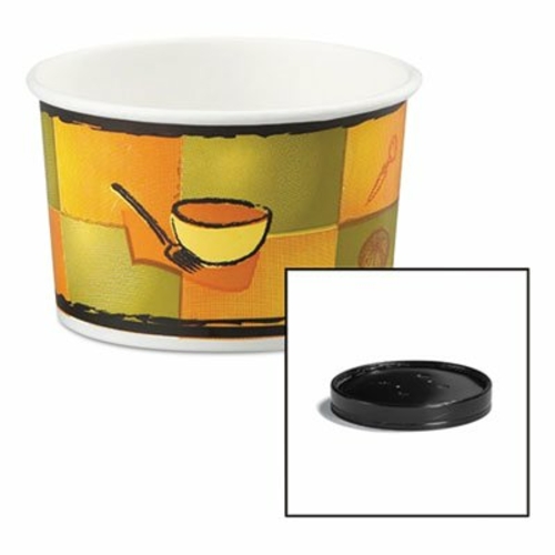 Huhtamaki 71849 CPC 8-10 oz Streetside Combo Container with Black Vent