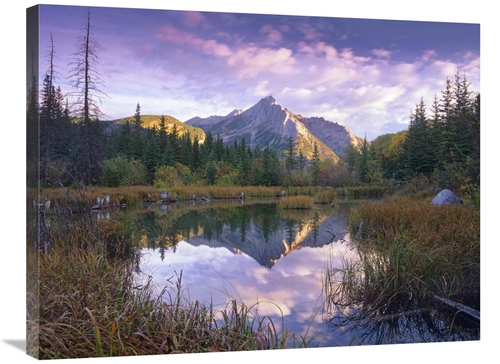 24 x 32 in. Mount Lorette & Spruce Trees Reflected in Lake, Albert