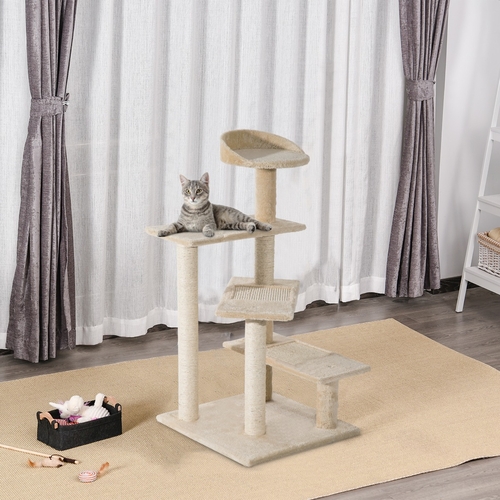 PawHut 39” Scratching Cat Tree Scratcher Revolving Steps Climbing