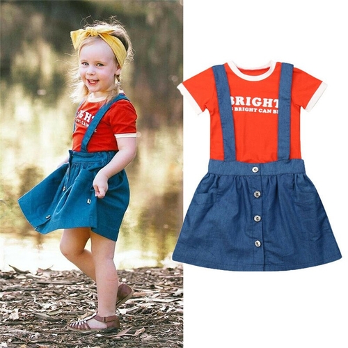 Newborn Baby Girl Summer Short Sleeve Tops Denim