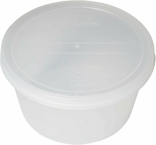 Dukal Pack of 25 Denture Bath Case Cups. Translucent Plastic Dental