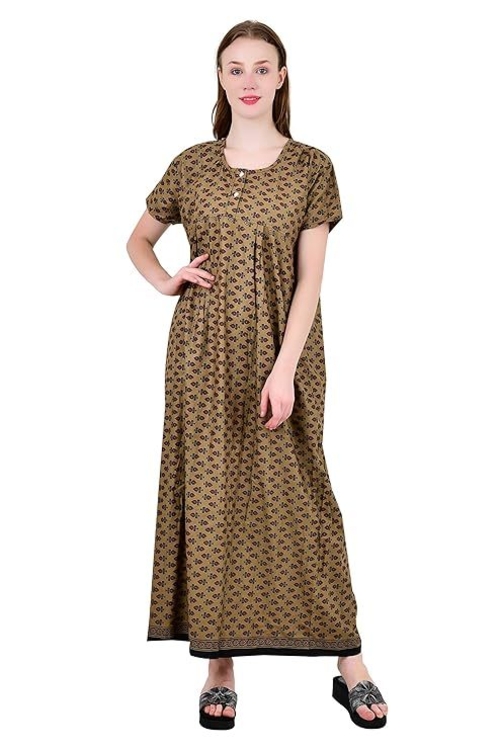 Women's Cotton Nighty Night Gown, Multicolor