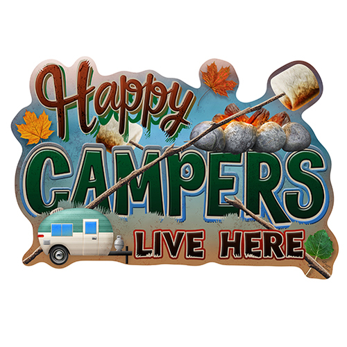 SignMission P-1014 Happy Campers 14 in. Happy Campers Live Here Novelt