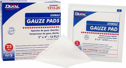 Dukal Woven Gauze Pads 3" x 3". Case of 600 12-ply Disposable Cotton