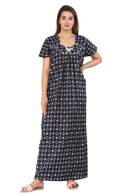 Cotton Ladies Nighty Half Sleeves Fancy Night Nighties Gown Maxi for