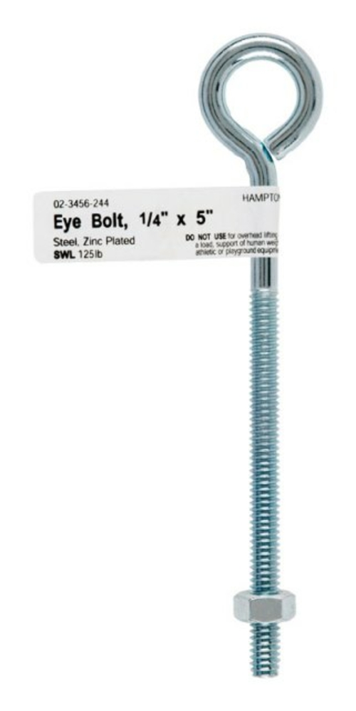 Hampton 02-3456-244 Bolt Eye Closed with Hex Nut  0.25 x 5 in. - pack 