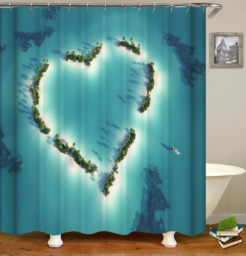 Heart Shape Ocean's Sky View Shower Curtain