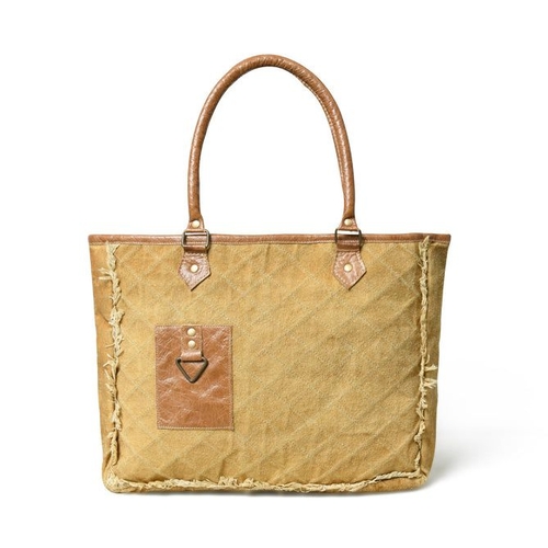 Beige Boho Chic Canvas Handbag