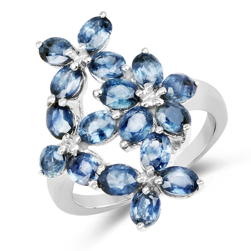 3.74 Carat Genuine Blue Sapphire .925 Sterling Silver Ring