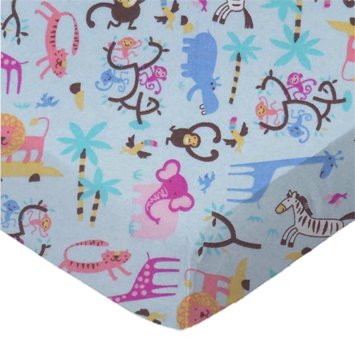 SheetWorld Fitted Crib Sheet - 100% Cotton Flannel - Jungle Animals