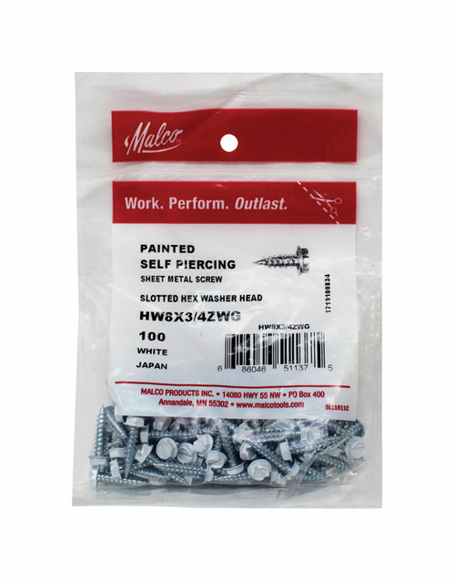 Malco 5951660 No.8 x 0.75 in. Slotted Hex Sheet Metal Screws