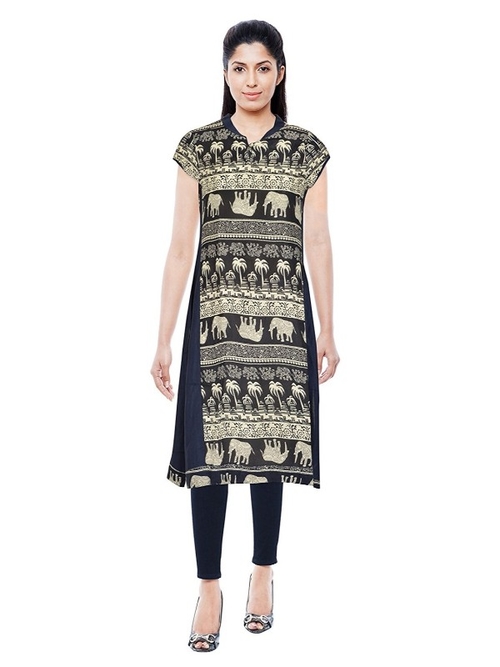 Rayon Elephant Printed Women’s Kurti In Blue