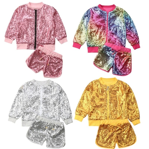 1 6T Kids Sequins Clothes Set Toddler Kid Baby