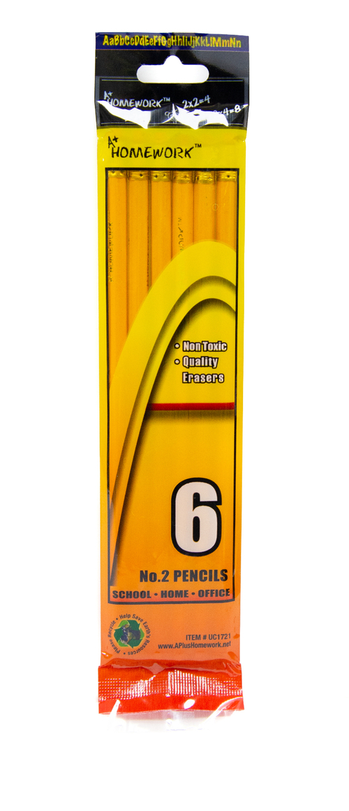 A+ Homework #2 Pencils - 6 Count, Yellow