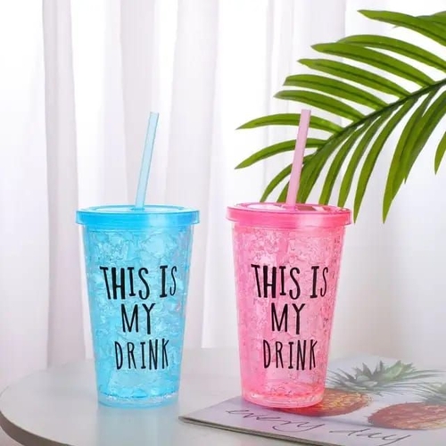  Acrylic Frosty Ice Cup Freezing Gel Tumbler Jar with Straw and Lid