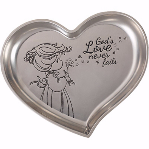 Precious Moments 190025 Gods Love Never Fails Heart Shaped Trinket Tra