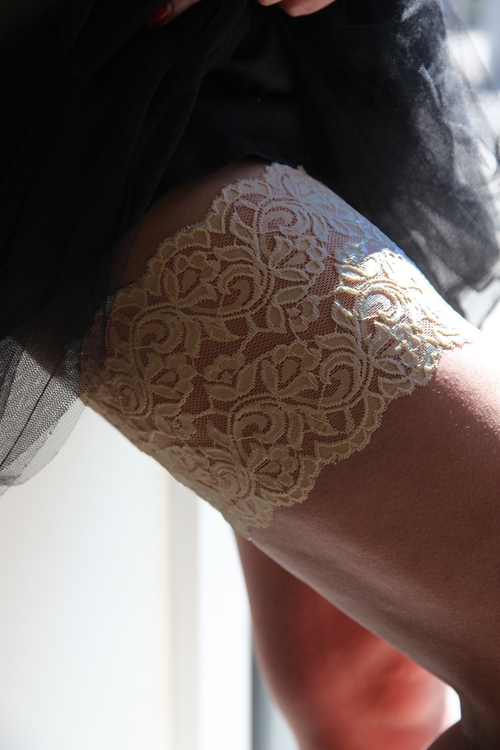 BESTSOCKDRAWER beige lace anti-chafing thigh bands