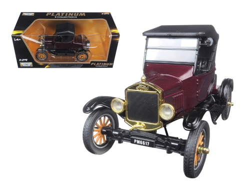 1925 Ford Model T Runabout Burgundy Metallic with Black Soft Top 1/24
