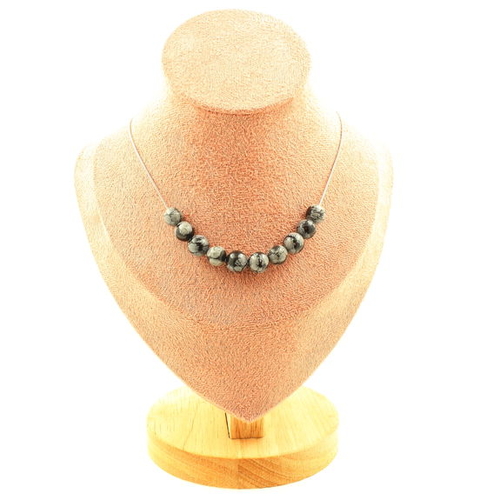 Snowflake Obsidian 8 mm 10 beads necklace