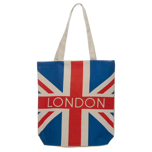 Handy Cotton Zip Up Shopping Bag - London Union Jack Flag