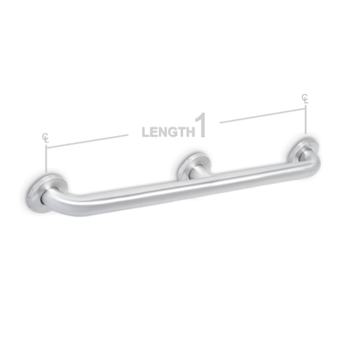 AJW UG3-B60 60 In. Concealed Snap Flange Grab Bar - Configuration B