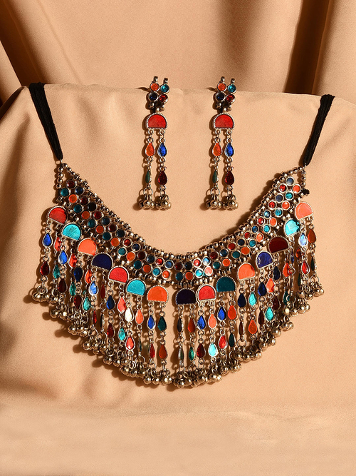 Ethnic oxidised Silver Jewellery Set for women