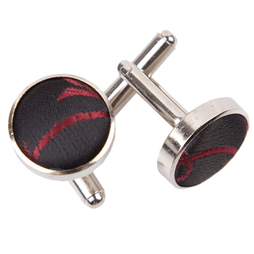 Swirl Cufflinks - Black & Burgundy