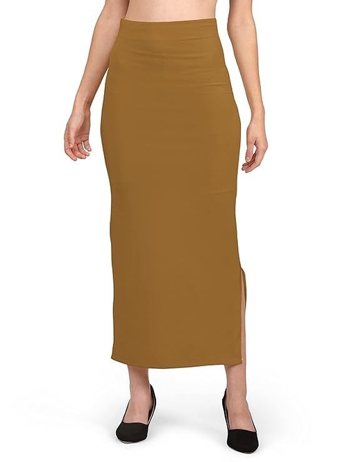 Women Lycra Saree Shapewear Petticoat Color BROWN Size S