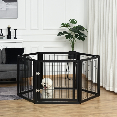 PawHut Transformable Pet Playpen 6 Freestanding Panels Gate Fireplace