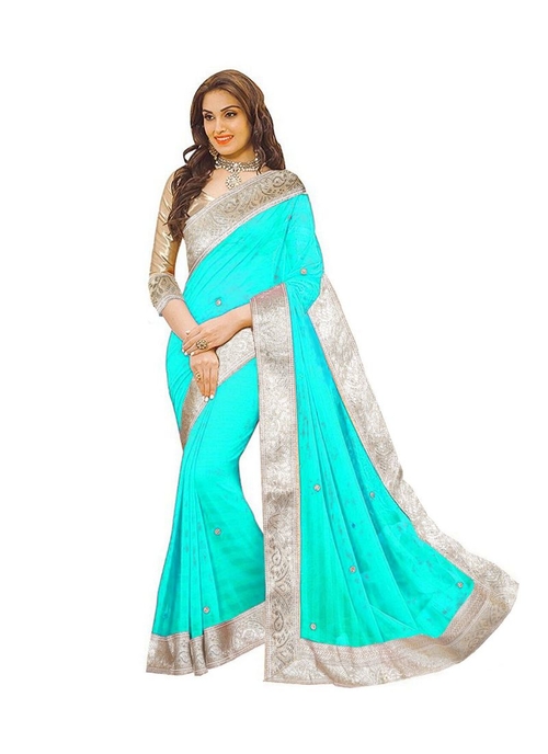 Sky Blue Color Chiffon  Saree