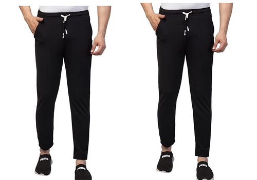 BLACK Men's Regular Fit Trackpants pack of 2 SIZE S